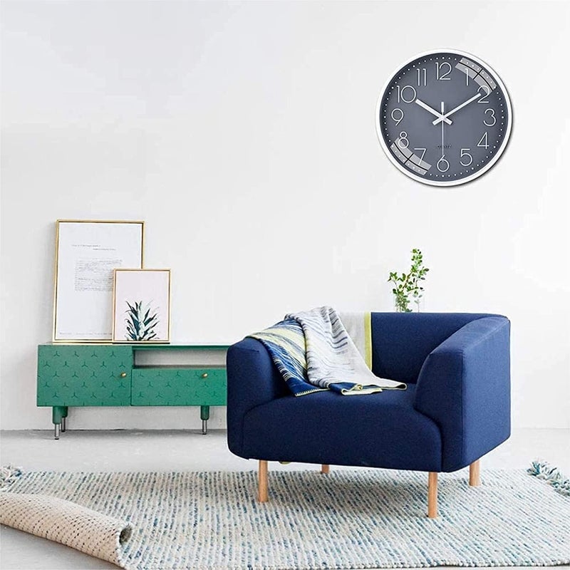 TEKCOOL Plastic Digital Wall Clock 12" Silent Quartz Decorative Latest Non-Ticking Classic Clock Battery Operated Round Easy to Read for Room/Home/Kitchen/Bedroom/Office/School- (Grey) - Image 4