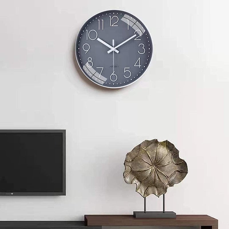 TEKCOOL Plastic Digital Wall Clock 12" Silent Quartz Decorative Latest Non-Ticking Classic Clock Battery Operated Round Easy to Read for Room/Home/Kitchen/Bedroom/Office/School- (Grey) - Image 5