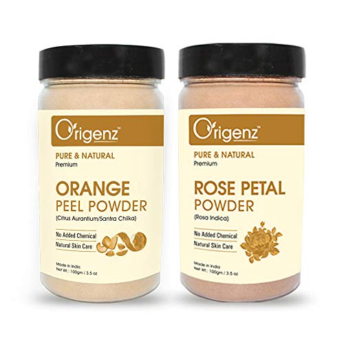 Origenz Orange Peel and Rose Petals Powders for Healthy Skin, Nourishment, Mask, Helps to Control Tanning, Acne Pimple | 200gm - Image 1
