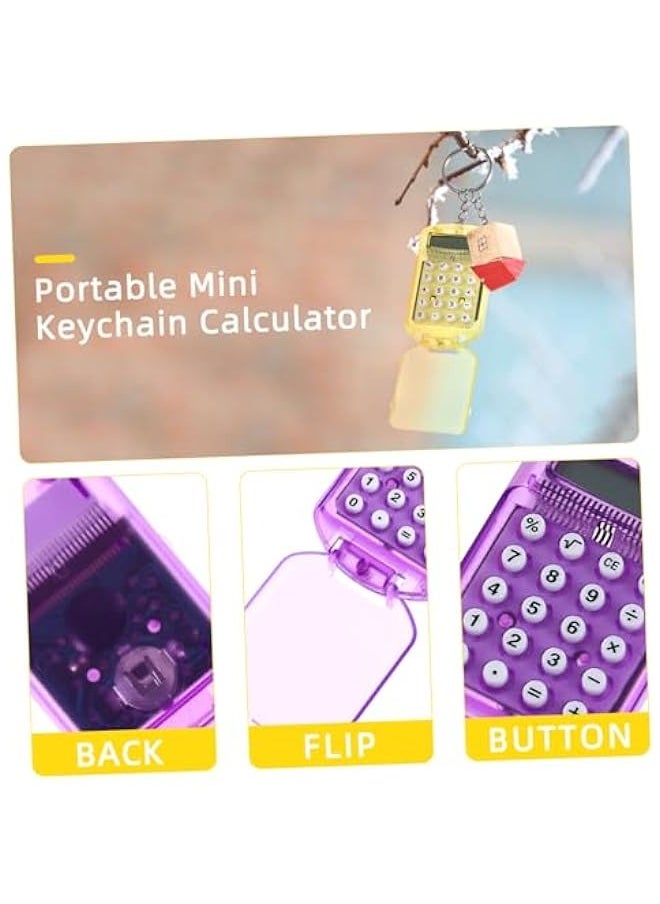 Generic 3pcs Pocket Calculator Key Ring Tiny Small Portable Mini Electronic Calculator for Home Students (Random Color)  - Image 2