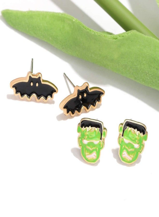 PHALIN 9 Pairs Halloween Earrings for Women Spider Web Pumpkin Ghost Bat Stud Earrings Halloween Outfits Accessories Costume Party Favors (9 Pairs halloween Earings Studs) - Image 5