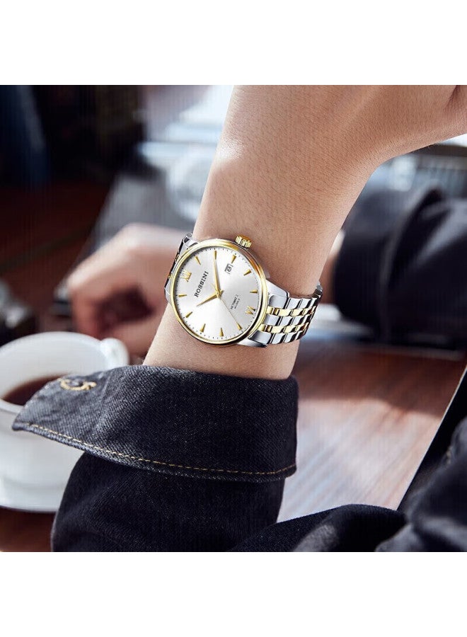 Rossini Couple Watch Men's And Women's Business Watch Mechanical Watch White Dial Steel Strap 517773/517774 - Image 5