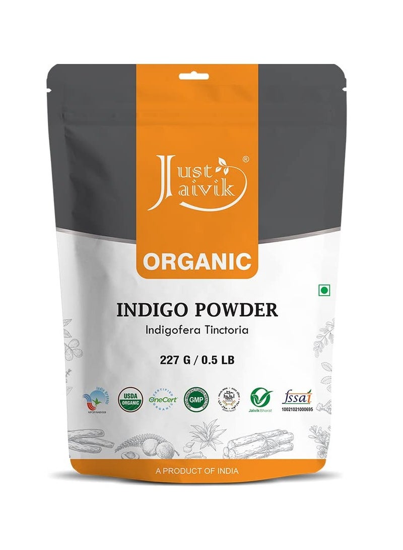 Just Jaivik Just Jaivik 100% Organic Indigo Powder - 227 gms / 1/2 LB Pound / 08 Oz - Indigofera Tinctoria- A 100% Organic Hair Dye - Color your hair dark brown to black with Henna - Image 1