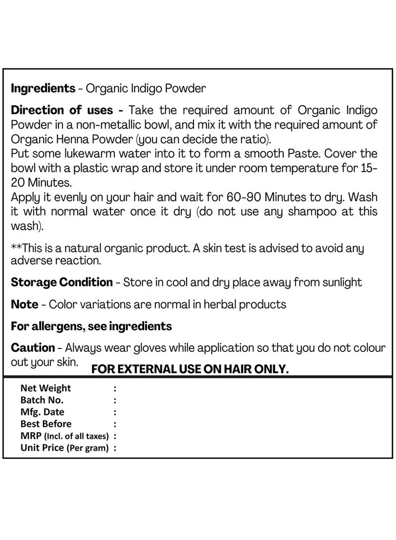 Just Jaivik Just Jaivik 100% Organic Indigo Powder - 227 gms / 1/2 LB Pound / 08 Oz - Indigofera Tinctoria- A 100% Organic Hair Dye - Color your hair dark brown to black with Henna - Image 3