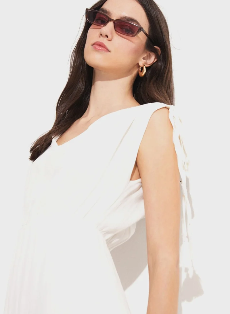JUNE Tie Shoulder Midi Dress