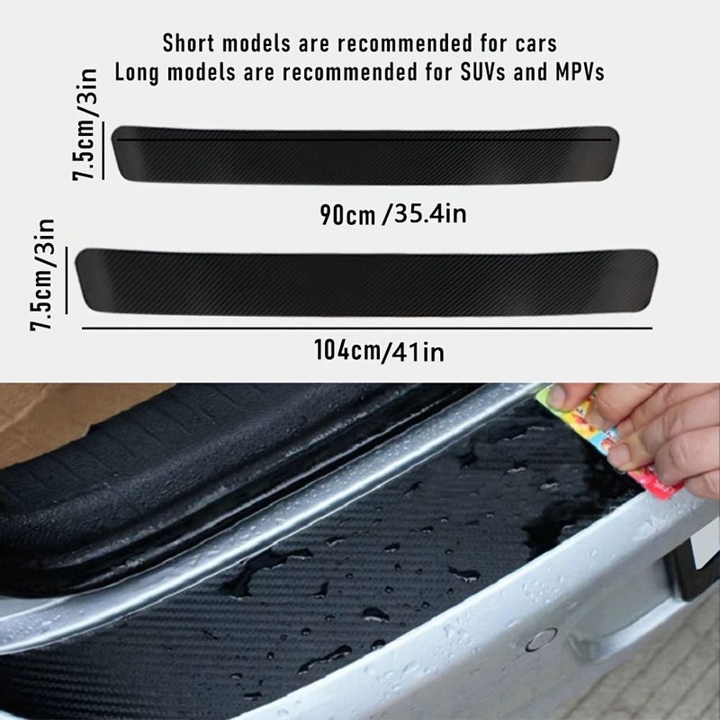 3D Carbon Fiber Tailgate Protector 104cm Blue Heavy Duty Car Sill Guard - Image 2