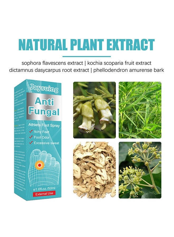 Jaysuing Anti Fungal Athletes Foot Spray- Prevent Athlete's Foot,Smelly Feet,Relieve Itching of Feet, Sweating, Peeling And Blisters, Natural Ingredients Foot Fungi Spray For Tinea Pedis 50ML - Image 2