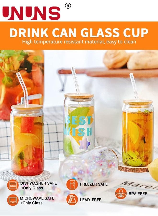 UNUNS Can Tumbler Glasses,2PCS Drinking Glasses With Bamboo Lids And Glass Straw,16oz Coke Can-Shaped Tumbler Glass Cups With 1 Cleaning Brushe,For Tea,Soda,Iced Coffee  - Image 3