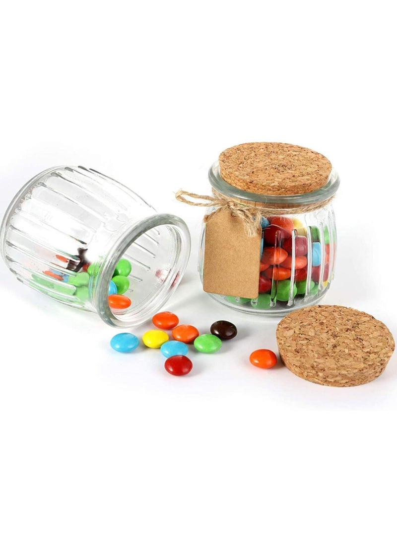 FUFU 7oz 12Pack Glass Jars with cork cover  Mini Pudding Jars Clear Yogurt Jars Glass Favor Jars Containers for Spice, Jam, honey, Mousse, Wedding Favors  - Image 3