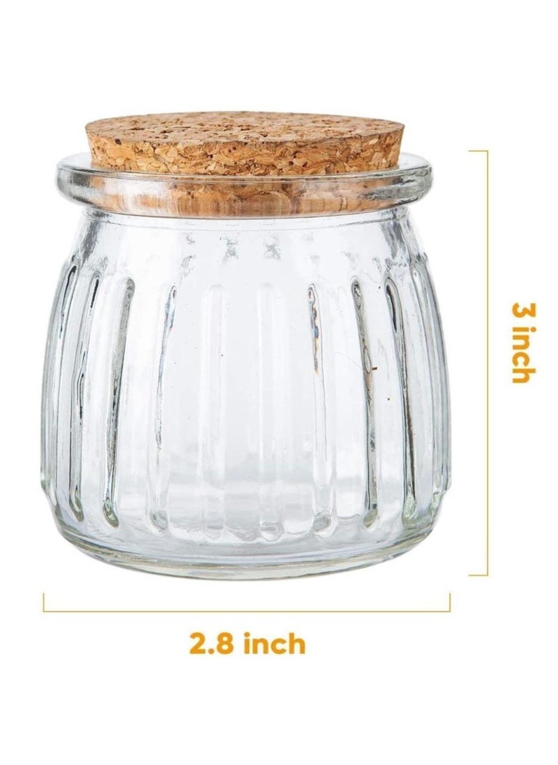 FUFU 7oz 12Pack Glass Jars with cork cover  Mini Pudding Jars Clear Yogurt Jars Glass Favor Jars Containers for Spice, Jam, honey, Mousse, Wedding Favors  - Image 2