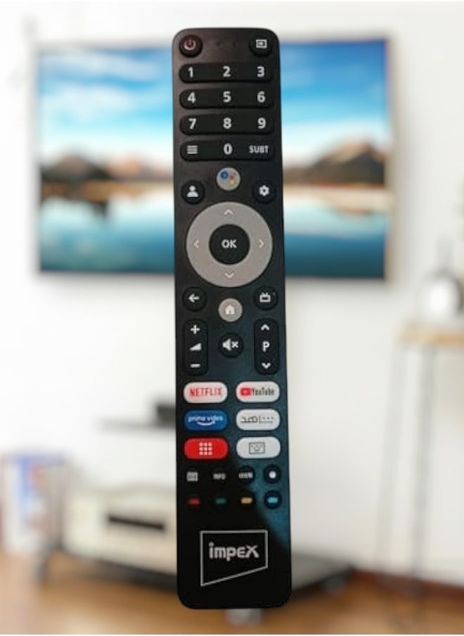 Generic Impex Smart LCD Remote - Replacement Remote Control Compatible For IMPEX Smart TV LCD LED With Netflix, Prime Video, YouTube & VIP Smart Short Keys 