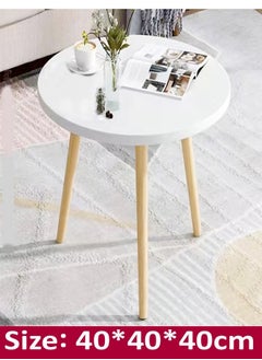 fashionhome Modern Round Design Wooden Small Coffee Table for Bedroom and Living Room Furniture 40 x 40 x 40 cm  - Image 3