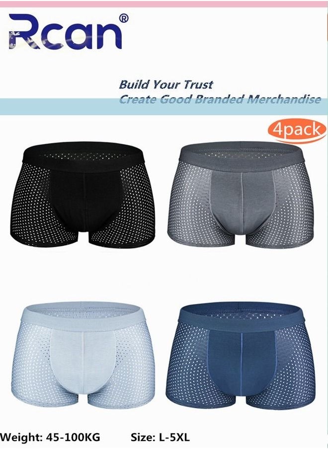 Rcan - Rcan Mens 4 Pack Soft Breathable Boxer Brief Underwear for Men Summer Boys Non-fading Underwear Set - Image 1