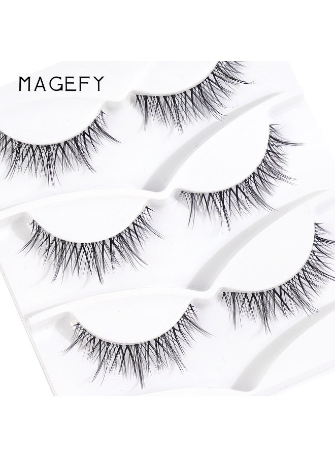 MAGEFY 3 Pairs Pack Light Volume Short Fake Eye Lashes Lashes False Eyelashes Cat Eyes Wispy Natural Faux Mink Lashes - Image 5