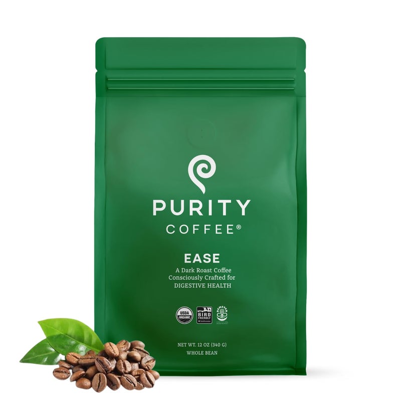 Purity Coffee EASE Low Acid Dark Roast Whole Bean 12oz Bag  SpecialtyGrade USDA Organic Arabica Blend  Third Party Tested for Mold Mycotoxins  Pesticides - Image 3