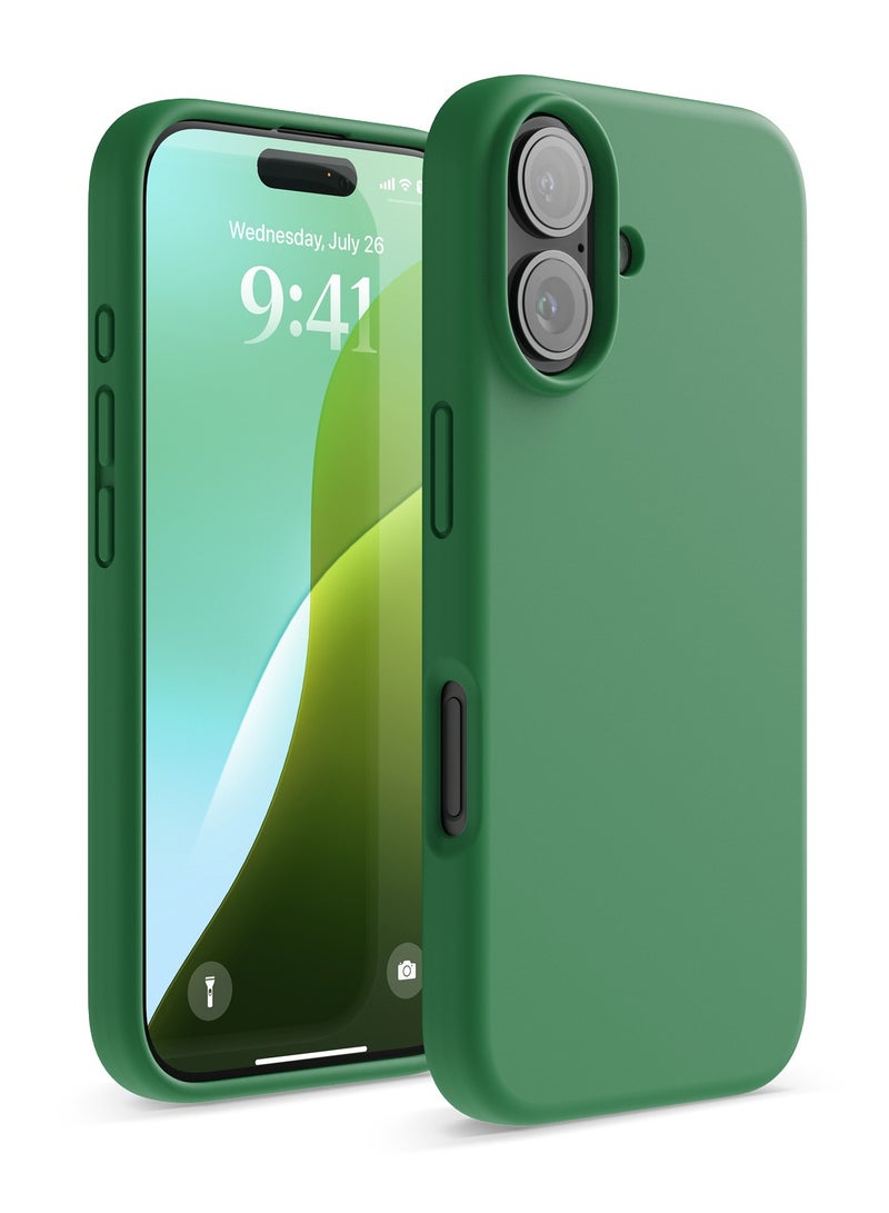 Elago Liquid Silicone for iPhone 16 Case Cover Full Body Protection, Shockproof, Slim, Anti-Scratch Soft Microfiber Lining - Alpine Green - Image 1