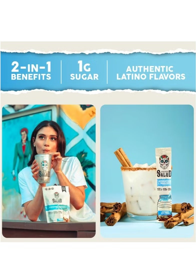 Salud 2-in-1 Hydration & Immunity Packets – Horchata Flavor – with Electrolytes, Immune Support, Elderberry & Dairy & Soy Free - 400mg, 250mg, 100mg, 15 Servings - Vitamin  - Image 3