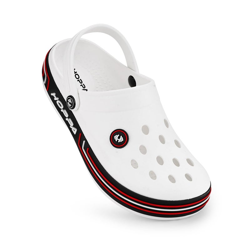 HOPPA- Trio Men Clog Lightweight Classic Clogs I HOPP Tech R-eva Material I Lightweight I Superior Bounce I Stylish & Anti-Skid I Waterproof I Recyclable & eco-Friendly White - Image 3