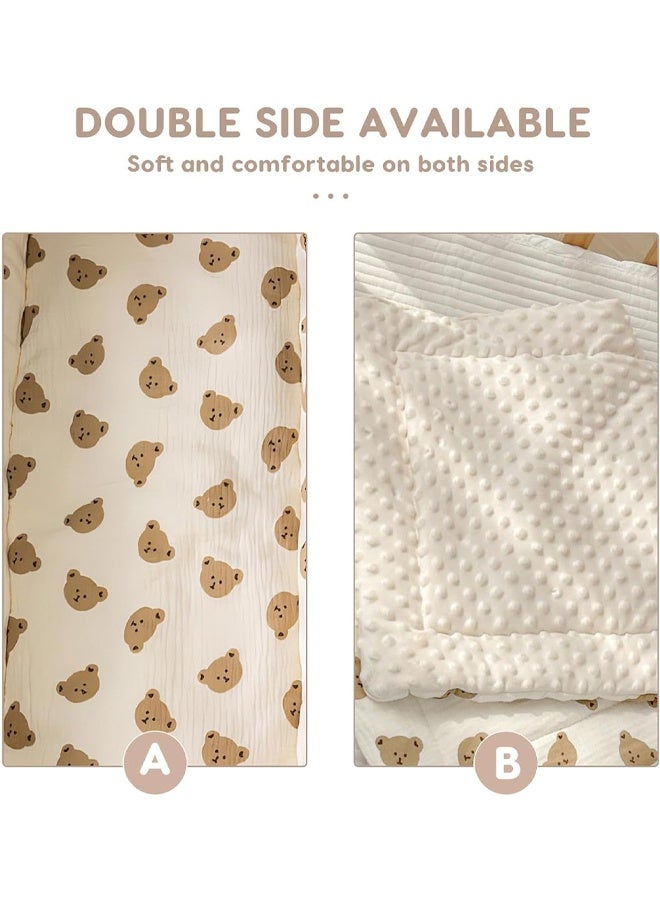 Berma Baby وسادة مقعد عربة الأطفال، وسادة مقعد للأطفال حديثي الولادة، وسادة مقعد ناعمة قابلة للتنفس، وسادة مقعد طعام الأطفال، بطانة مقعد السيارة للأولاد والبنات، وسادة مقعد من القطن الخالص (فراولة + دب) - Image 5