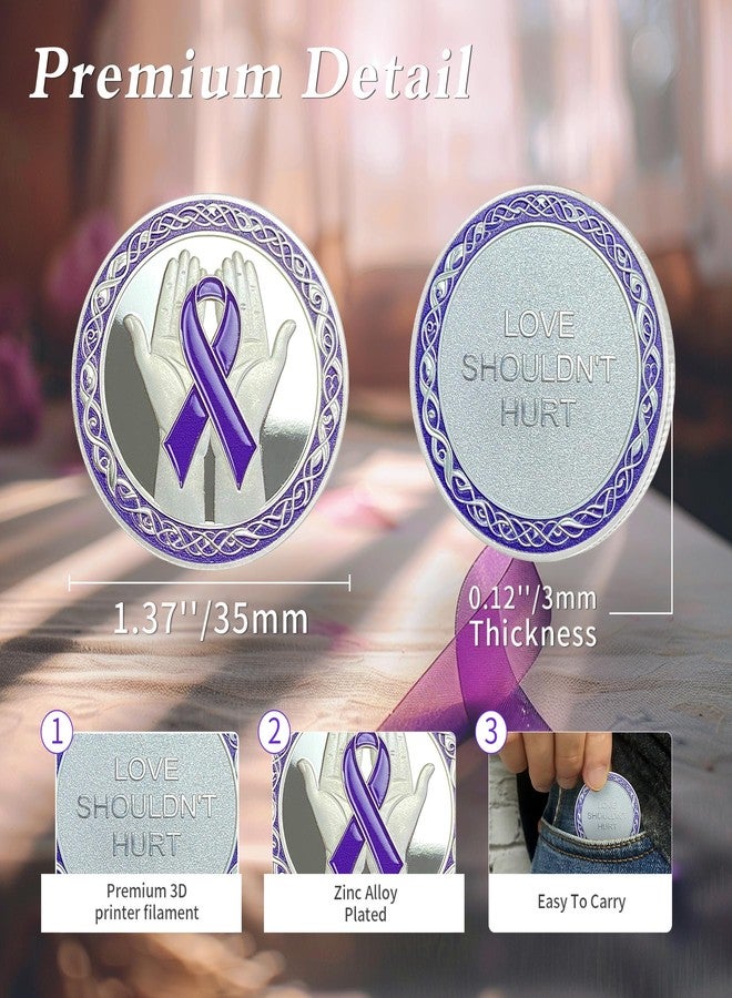 IELCJJ Domestic Violence Awareness Coin - Original Purple Ribbon Coins - Hope Strength Faith Courage Health Awareness Prayer Token - Stop Violence End Silence Gifts for Men Women - Image 3