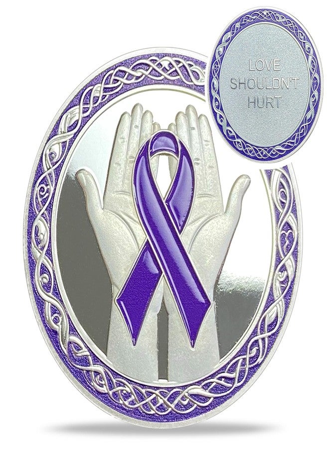 IELCJJ Domestic Violence Awareness Coin - Original Purple Ribbon Coins - Hope Strength Faith Courage Health Awareness Prayer Token - Stop Violence End Silence Gifts for Men Women - Image 1