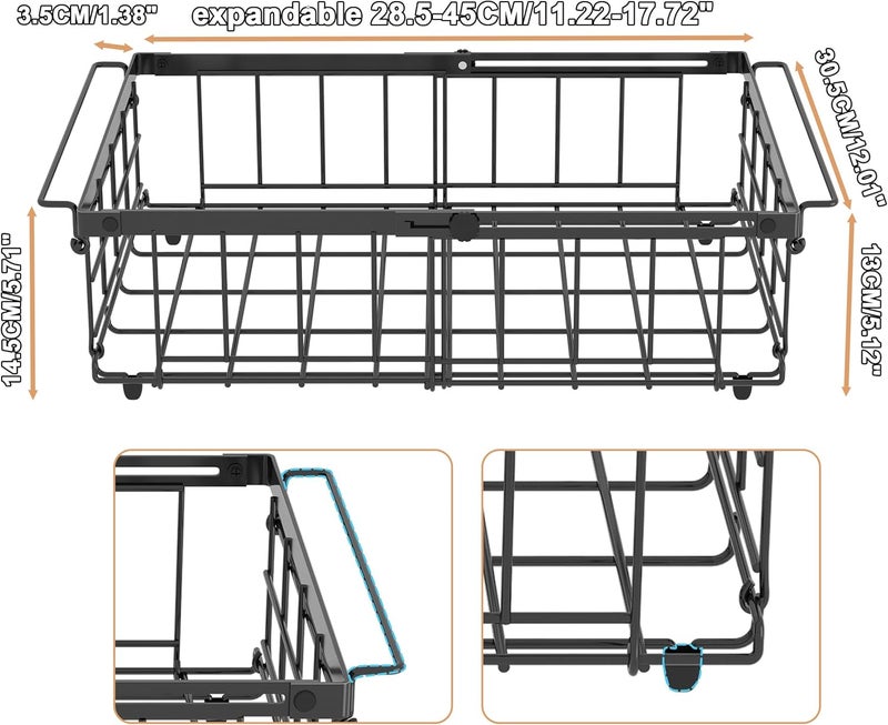 UMDONX Expandable Chest Freezer Basket Organiser Storage Boxes with Handle, Hanging Wire Containers Kitchen Pantry Shelf Rack, Durable Metal Black Load 25KG - Image 5