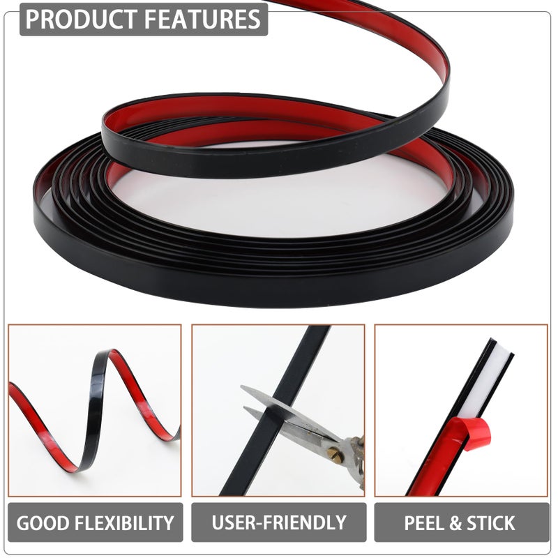 QDYMXUN Glossy Black Peel and Stick PVC Molding Trim, Flexible DIY Wall Accent Strip for Mirror Frame, Cabinet, Edges & Borders and Tiles (197''L x 0.4''W) - Image 3