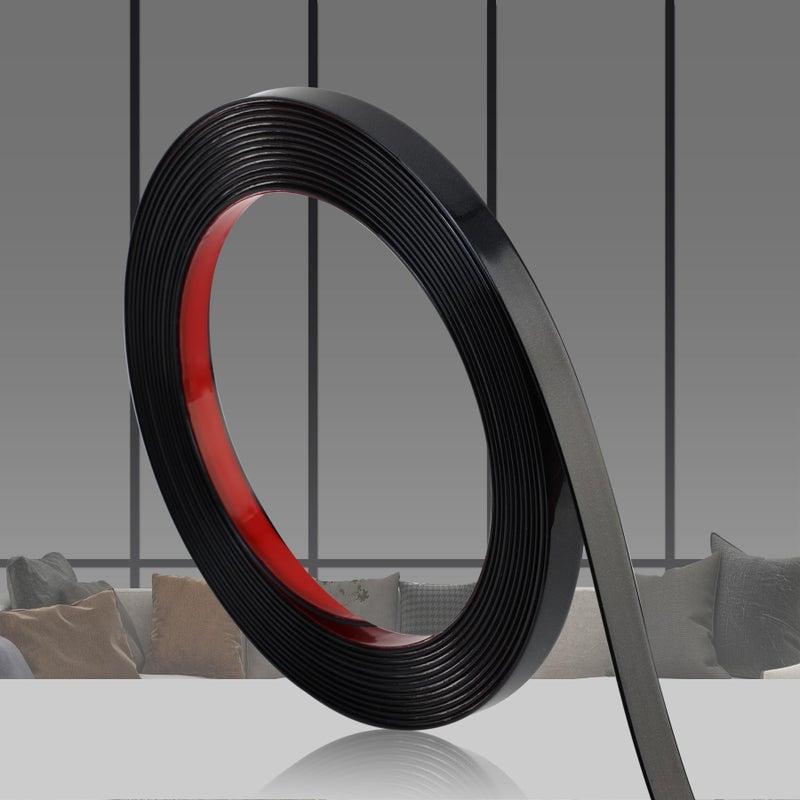 QDYMXUN Glossy Black Peel and Stick PVC Molding Trim, Flexible DIY Wall Accent Strip for Mirror Frame, Cabinet, Edges & Borders and Tiles (197''L x 0.4''W) - Image 1