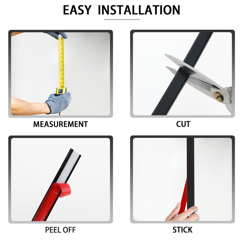 QDYMXUN Glossy Black Peel and Stick PVC Molding Trim, Flexible DIY Wall Accent Strip for Mirror Frame, Cabinet, Edges & Borders and Tiles (197''L x 0.4''W) - Image 4