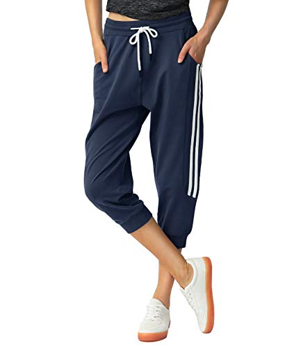 SPECIALMAGIC سروال كابري نسائي من SPECIALMAGIC مع جيوب وحزام مرن وسحب سروال رياضي كابري بحجم XX-Large باللون navy - Image 1
