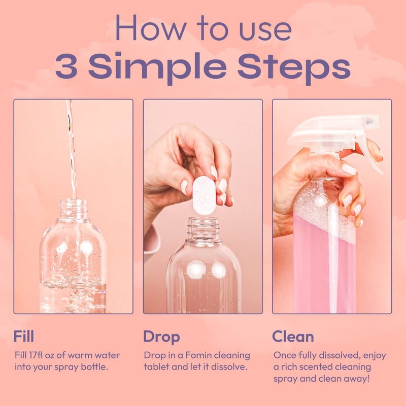 FOMIN Bathroom Cleaner Refill Tablets (6 Pack) - Magnolia Grapefruit - All-In-One Tablet Cleaner For Bathroom Cleaning - Bathroom Cleaner Solution for Spray Bottle - Makes 102 fl oz (6 x 17 Fl oz) - Image 4