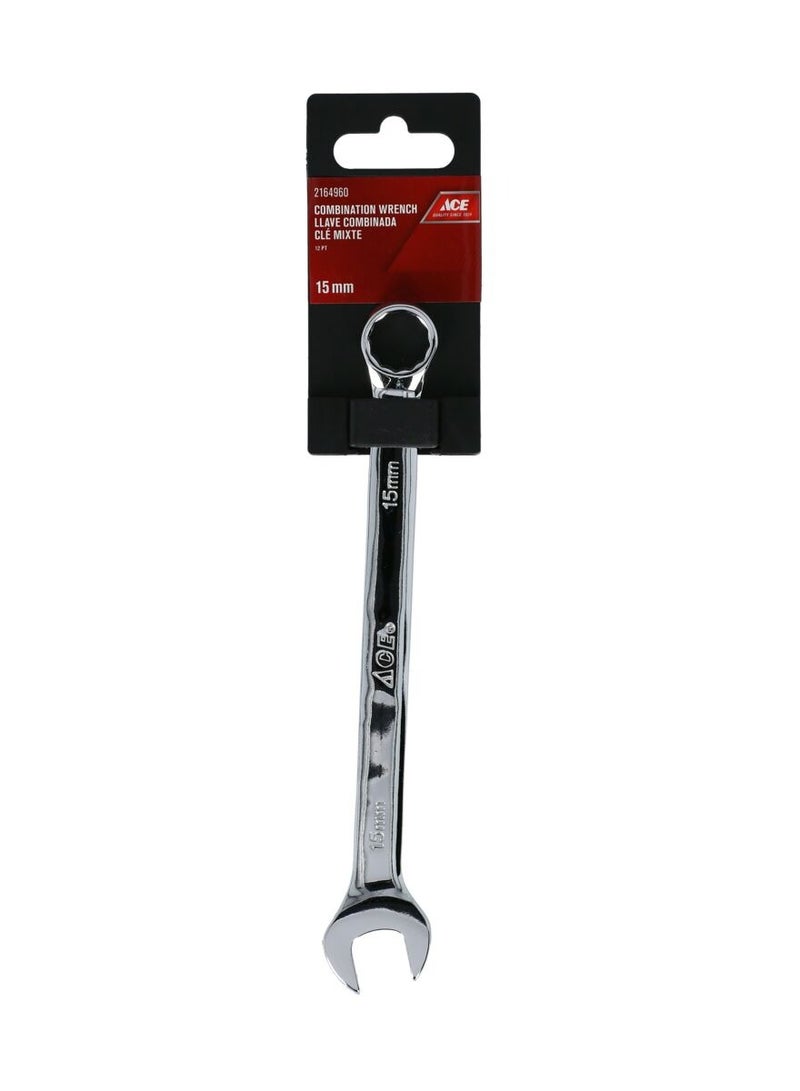 ACE Non-Slip Comfort Grip Ergonomic Handle Combination Wrench Silver 15mm 1474