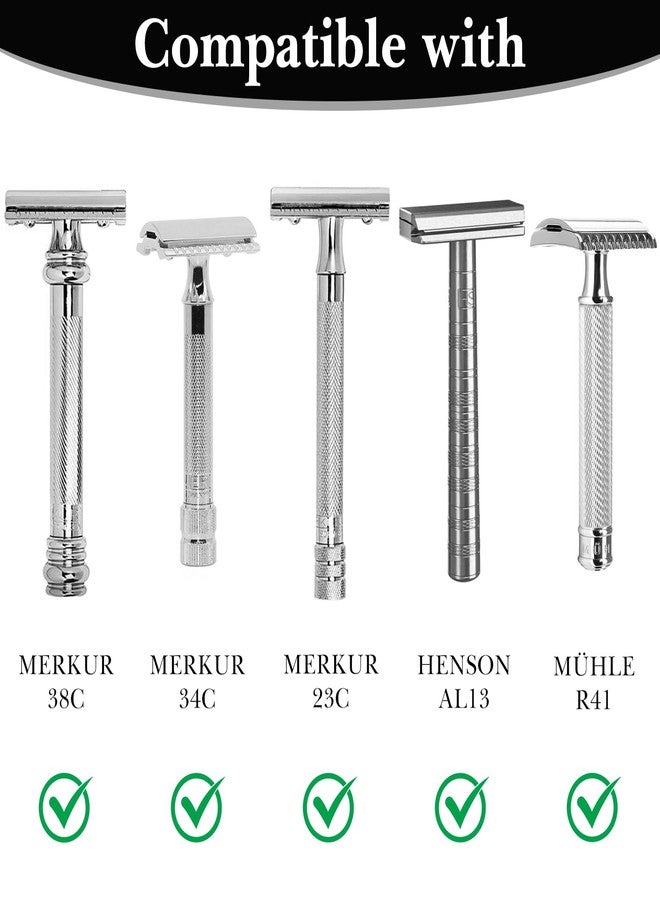 Linkidea Safety Razor Head Vegan Leather Cover, Double Edge Safety Razor Cover for Travel, Butterfly Razor Shaving Accessories Compatible with Merkur 34C Hd, 34C, 23C, Henson AL13 (Black) - Image 2