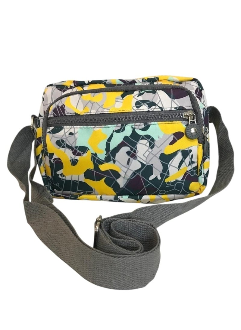 Women’s Crossbody Bag – Printed Design with 3 Zippers - Image 1