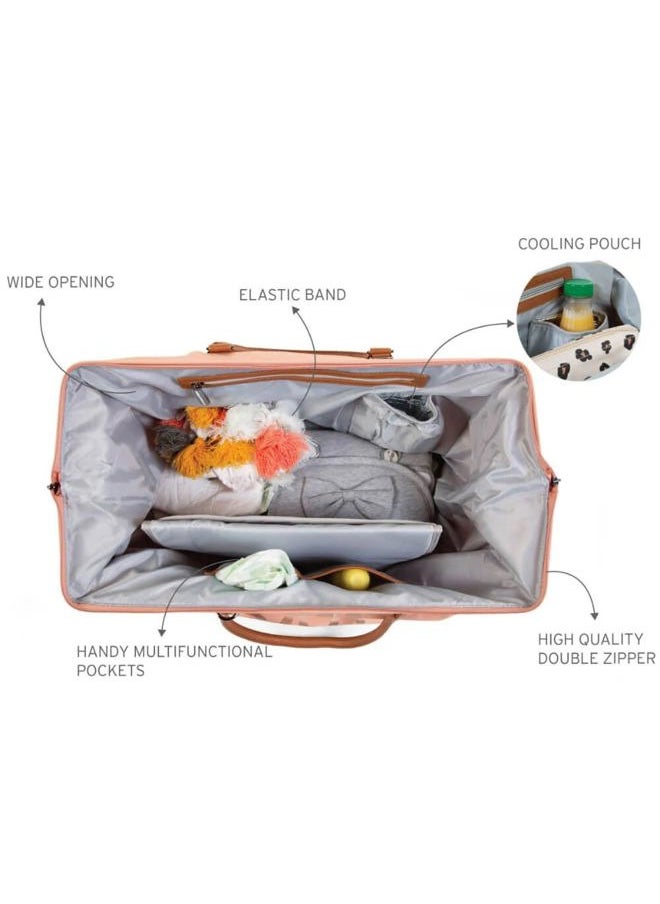 CHILDHOME MAKES MY LITTLE WORLD COMPLETE - Original Mommy Bag - Large Baby Diaper Tote, Hospital & Travel Bag - Pink - Image 1