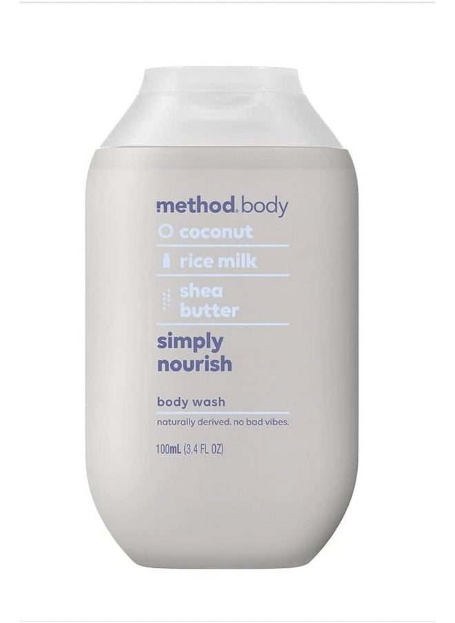 Method - Body Wash Simply Nourish Coconut Rice Milk And Shea Butter Plant Based Ingredients Paraben And Phthalate Free Mini Travel Size 3.4 Oz (Pack Of 3) - Image 1