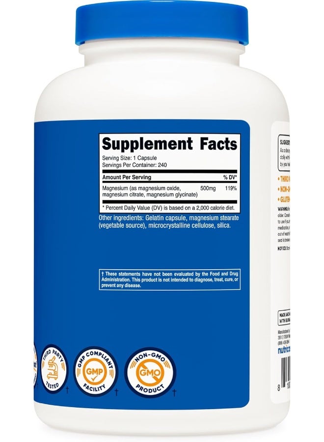 Nutricost Magnesium Complex 500mg, 240 Capsules - Image 5