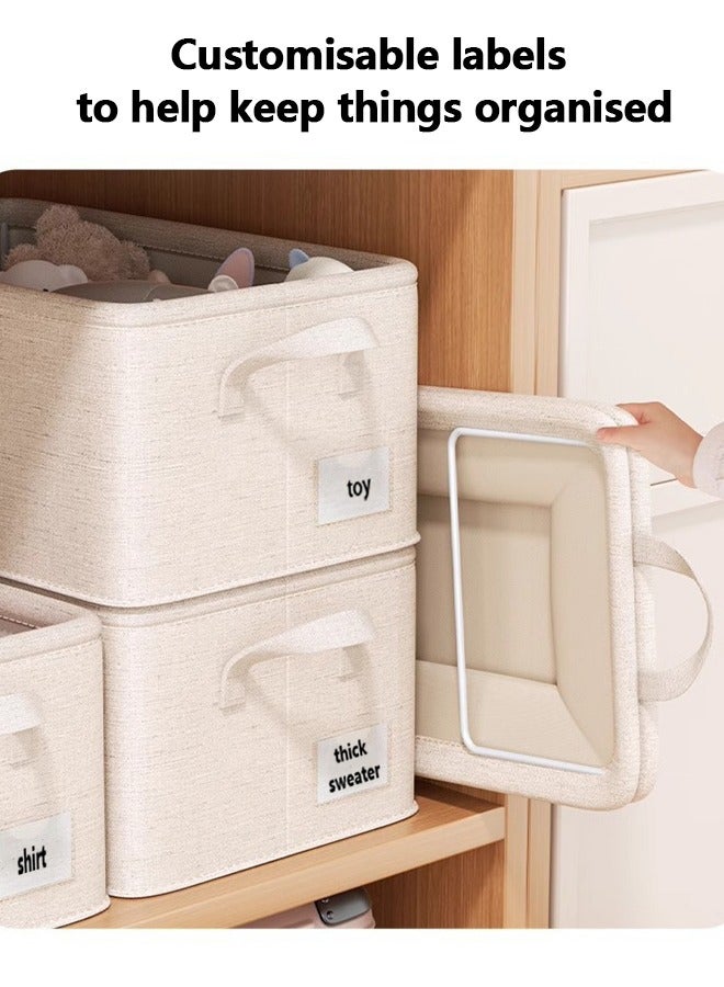 2PCS Large Foldable Closet Storage Organizer Clothes Storage and Organization Box Closet Storage Box with Carrying Handles Thickened Steel Frame Toy Organizer Box for Clothes Wardrobe Home Bedroom - Image 2