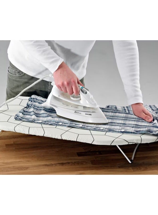 Ironing board with heat-resistant cover with hanging hook for easy storage  - Image 1