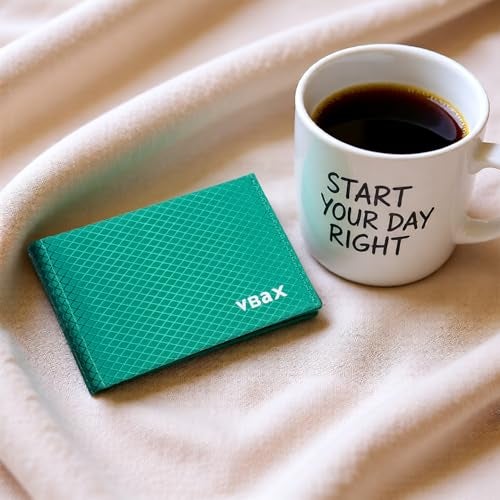 VBAX Minimalist RFID Blocking Slim Wallet for Men – Waterproof Microfiber Front Pocket Bifold Card Holder – Holds 10 Cards & Cash, Aurora Green Edition - Image 3