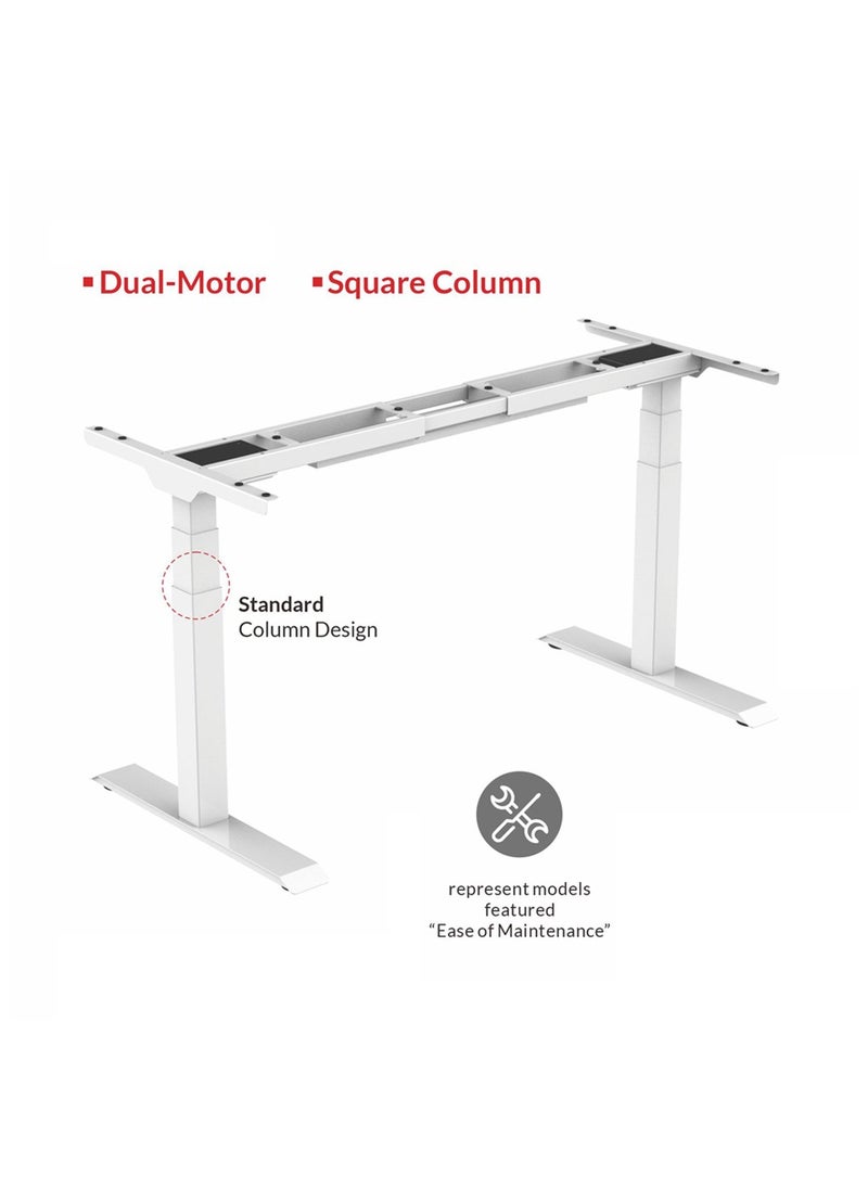 Flexispot - Flexispot Standing Desk Dual Motor 3 Stages Electric Stand Up Desk 120cmx75cm Height Adjustable Desk Home Office Desk White Frame + White Desktop - Image 1