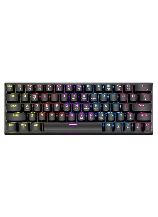 BAJEAL - Mechanical Keyboard Wired Gaming Illuminated Keyboard with Colorful Backlit Custom 63 Keys Office Keyboard - Image 1