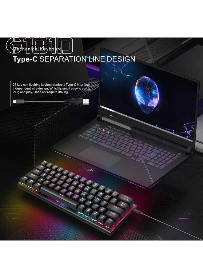 BAJEAL - Mechanical Keyboard Wired Gaming Illuminated Keyboard with Colorful Backlit Custom 63 Keys Office Keyboard - Image 1