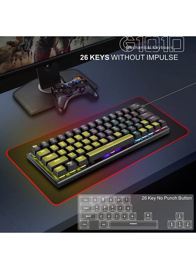 BAJEAL - Mechanical Keyboard Wired Gaming Illuminated Keyboard with Colorful Backlit Custom 63 Keys Office Keyboard - Image 1