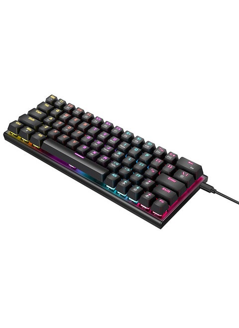 Mechanical Keyboard Wired Gaming Illuminated Keyboard with Colorful Backlit Custom 63 Keys Office Keyboard
