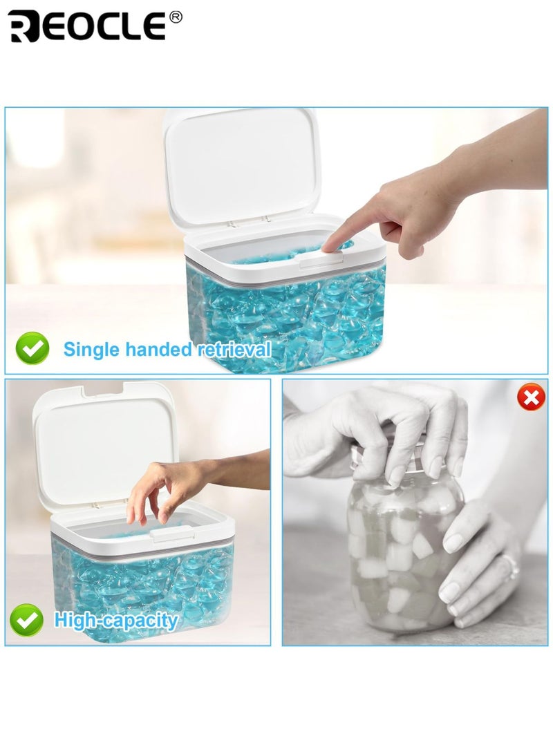 ريوكل حاوية كبسولات الغسيل التلقائي المنبثقة غسالة الصحون حامل جراب سعة كبيرة 2.8 لتر حاوية محكمة الغلق مع كوب قياس لتنظيم غرفة الغسيل الخرز - Image 5