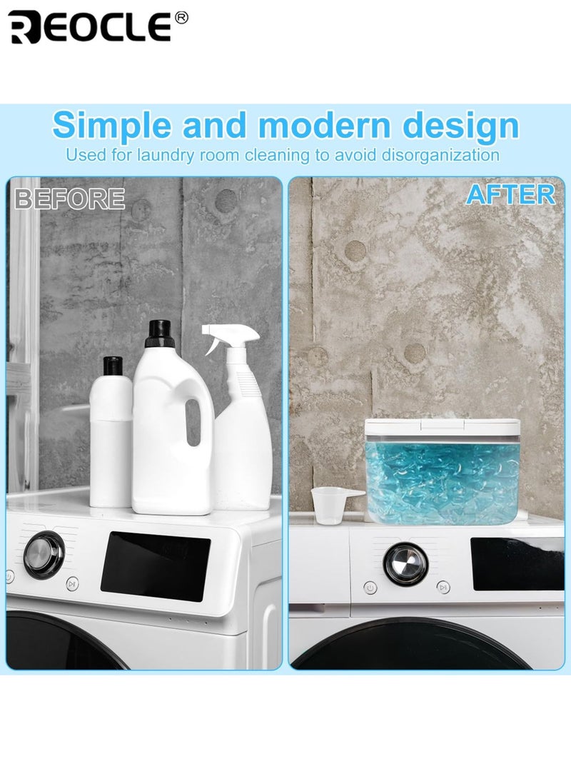 ريوكل حاوية كبسولات الغسيل التلقائي المنبثقة غسالة الصحون حامل جراب سعة كبيرة 2.8 لتر حاوية محكمة الغلق مع كوب قياس لتنظيم غرفة الغسيل الخرز - Image 2