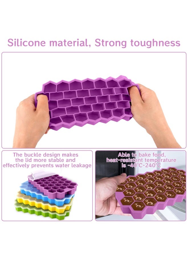 فالمر 2 × صينية مكعبات ثلج من السيليكون مع غطاء 74 مكعبًا، صينية مكعبات ثلج من السيليكون قابلة للتكديس، مناسبة لأطعمة الأطفال ومكعبات ثلج الفاكهة والجيلي والكوكتيلات والقهوة المثلجة والمشروبات الباردة والعصائر( متعدده الالوان) - Image 4