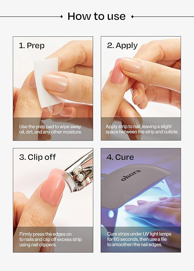 شرائط أظافر هورا شبه معالجة جل نيل ن قوبلين مون بنفسجي مزخرف 30 قطعة 2 دورة أظافر متوافقة مع مصباح UV جودة صالون طويلة الأمد سهلة التطبيق تشمل 2 وسادة تحضير ومبرد أظافر عصا