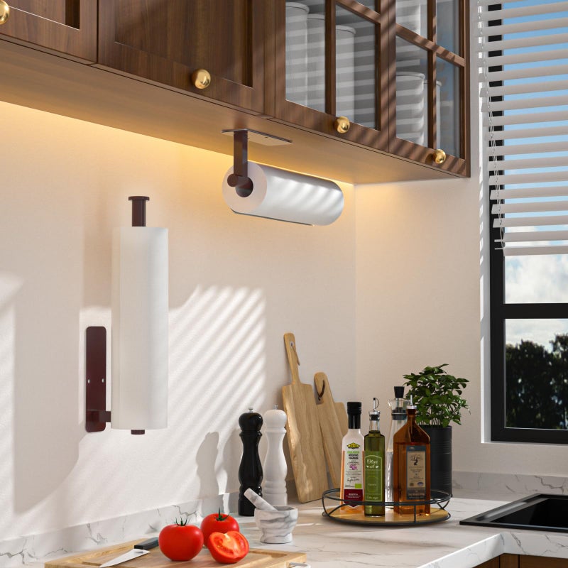 ASTOFLI Paper Towel Holder Under Cabinet No Drilling, Self Adhesive Paper Towel Holder Wall Mount for Kitchen Rack, Under Counter Napin Holder No Drill, RV, 304 Stainless Steel, Oil Rubbed Bronze - Image 5